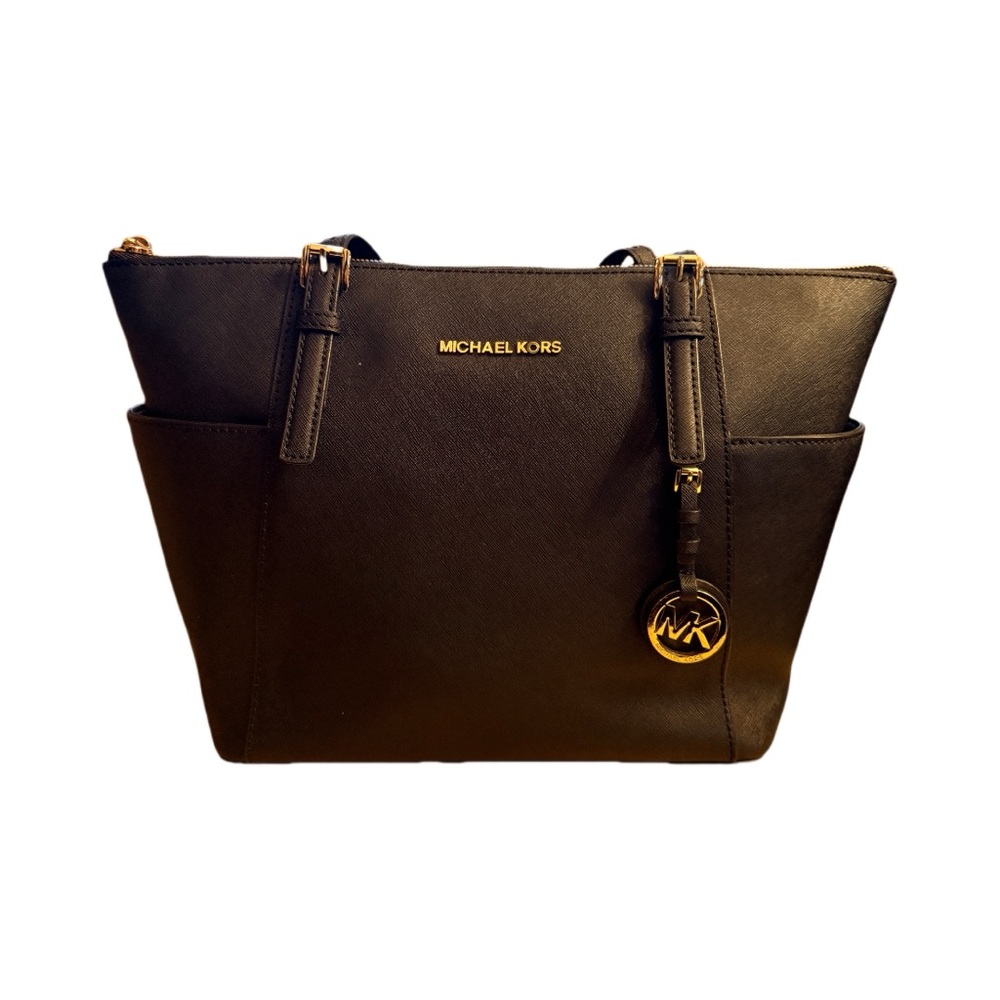 Michael Kors Black Tote with Gold Accents